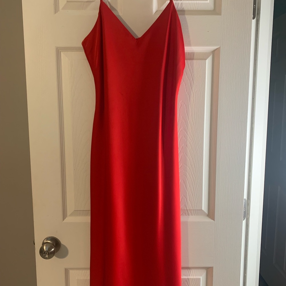 Gianni Bini Red Satin Maxi Slip Dress